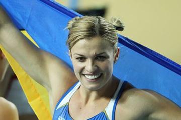 Overall gold medalist Natallia Dobrynska of Ukraine celebrates after the Women's 800 Metres in the Pentathlon during day one - WIC Istanbul  (Getty Images)