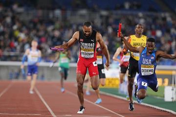 Machel Cedenio of Trinidad and Tobago in the men's 4x400m at the IAAF World Relays Yokohama 2019 (Roger Sedres)