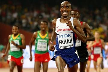 Mo Farah on his way to winning the 5000m at the IAAF World Championships, Beijing 2015 (Getty Images)