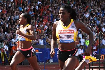 Christine Ohuruogu winning the 400m at the 2013 IAAF Diamond League meeting in Birmingham (Mark Shearman)