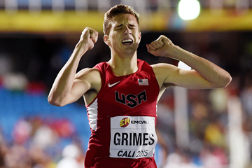 Norman Grimes after winning the boys' 400m hurdles at the IAAF World Youth Championships, Cali 2015  (Getty Images)