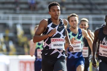 Donavan Brazier on his way to winning the 800m at the Diamond League meeting in Stockholm (Deca Text & Bild)