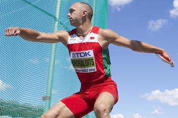 Maksim Andraloits of Belarus competes in the decathlon discus at the IAAF World U20 Championships Bydgoszcz 2016 (Getty Images)