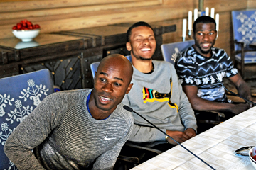 Kim Collins, Andre De Grasse and Ameer Webb at the press conference for the IAAF Diamond League meeting in Oslo (Mark Shearman)
