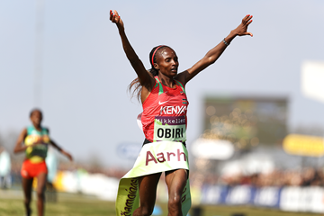 Hellen Obiri wins the senior women's race at the IAAF/Mikkeller World Cross Country Championships Aarhus 2019 (Getty Images)