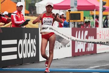 Duan Dandan wins the junior women's 10km at the 2014 IAAF World Race Walking Cup in Taicang (Getty Images)