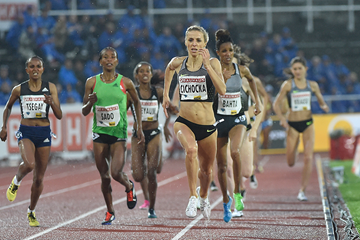 Angelika Cichocka wins the 1500m at the IAAF Diamond League meeting in Stockholm (Hasse Sjogren)