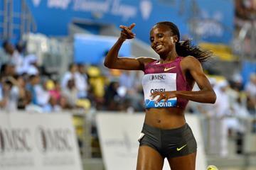 Hellen Obiri wins the 3000m at the IAAF Diamond League meeting in Doha (Deca Text & Bild)