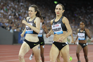 Laura Muir and Shannon Rowbury in the 1500m at the IAAF Diamond League meeting in Zurich (Jean-Pierre Durand)