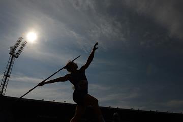 Sara Kolak in action in the javelin in Ostrava (AFP / Getty Images)
