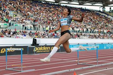 Malaika Mihambo flies to a 7.07m leap in the long jump at the IAAF Diamond League meeting in Rome (Jean-Pierre Durand)