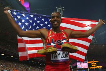 Christian Taylor celebrates after winning gold in the triple jump at the London 2012 Olympics (Getty Images)