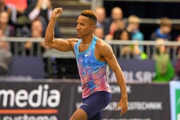 Raphael Holzdeppe after his victory in Karlsruhe (Jiro Mochizuki for the IAAF)