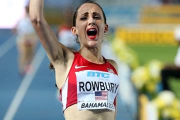 Shannon Rowbury, USA, after the women's distance medley relay at the IAAF/BTC World Relays, Bahamas 2015 (Getty Images)
