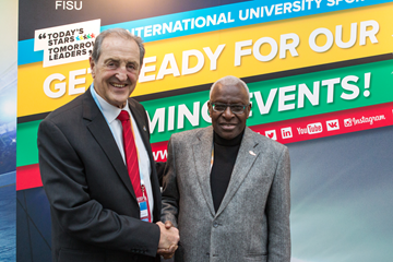 IAAF President Lamine Diack meets with FISU President Claude-Louis Gallien (IAAF / FISU)