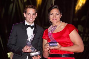 2014 World Athletes of the Year Renaud Lavillenie and Valerie Adams (Giancarlo Colombo / IAAF)