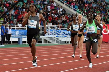 Caster Semenya in the 800m at the IAAF Diamond League meeting in Rabat (Kirby Lee)