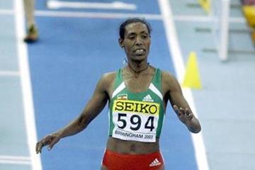 Berhane Adere (ETH) in action in the women's 3000m (Getty Images)