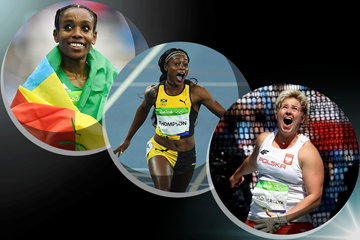 The IAAF World Athlete of the Year 2016 women's finalists: Almaz Ayana, Elaine Thompson and Anita Wlodarczyk (Getty Images)