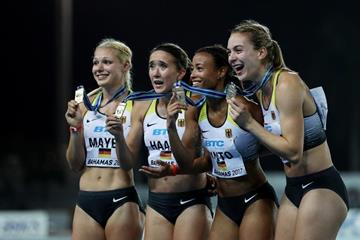 Germany victorious 4x100m quartet at the IAAF/BTC World Relays Bahamas 2017 (Getty Images)