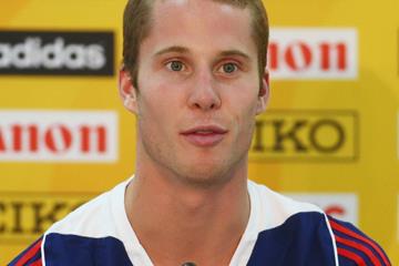 Canadian high jump record-holder Derek Drouin at the press confrence ahead of the IAAF Continental Cup, Marrakech 2014 (Getty Images)