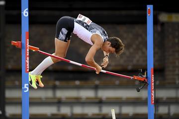 Pole vault winner Mondo Duplantis at the Diamond League meeting in Stockholm (Deca Text & Bild)