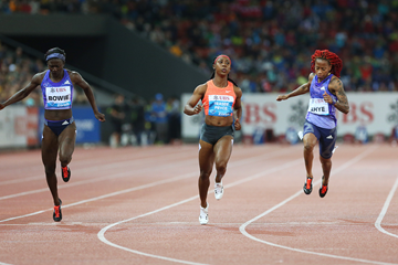 Shelly-Ann Fraser-Pryce wins the 100m at the IAAF Diamond League meeting in Zurich (Jean-Pierre Durand)
