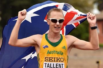 Jared Tallent after finishing the 50km at the IAAF World Race Walking Team Championships Rome 2016 (Getty Images)