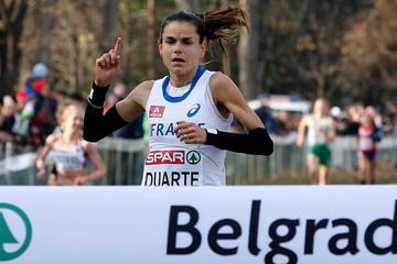 Sophie Duarte wins the senior women's race at the 2013 European Cross Country Championships (Getty Images)