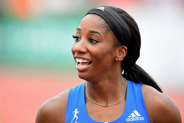 Kendra Harrison after winning the 100m hurdles in Székesfehérvár (AFP / Getty Images)