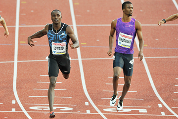 Alonso Edward winning the 200m at the 2015 IAAF Diamond League meeting in Stockholm (Deca Text&Bild)