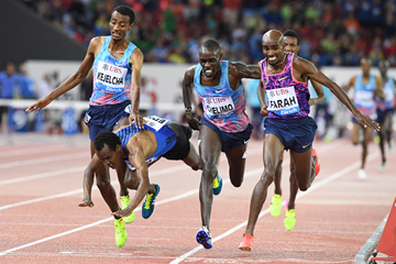 Mo Farah wins the 5000m at the IAAF Diamond League final in Zurich (Gladys Chai von der Laage)