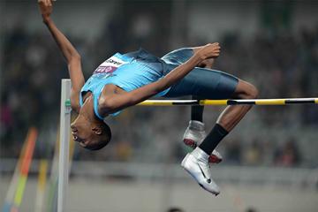Mutaz Essa Barshim sets a meeting record in the high jump at the IAAF Diamond League meeting in Shanghai (Jiro Mochizuki)