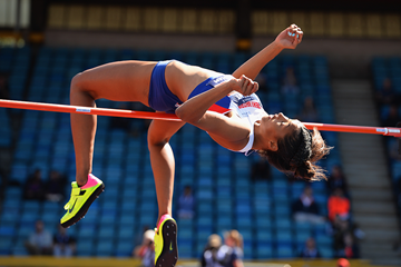 Morgan Lake in action in the high jump at the British Championships (Getty Images)