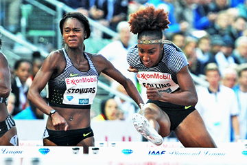 Brianna Rollins on her way to winning the 100m hurdles at the IAAF Diamond League meeting in Oslo (Mark Shearman)