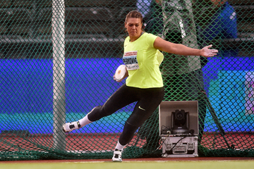 Sandra Perkovic, winner of the discus at the IAAF Diamond League meeting in Stockholm (Hasse Sjogren)
