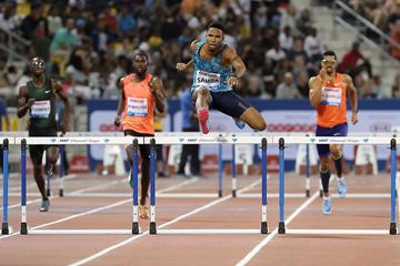 Abderrahman Samba in action at the IAAF Diamond League meeting in Doha (AFP / Getty Images)