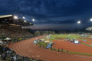 Hayward Field, the venue of the 2015 IAAF Diamond League meeting in Eugene (Kirby Lee)