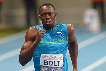 Usain Bolt at the 2014 LOTTO Kamila Skolimowska Memorial meeting in Warsaw (Marek Biczyk / organisers)