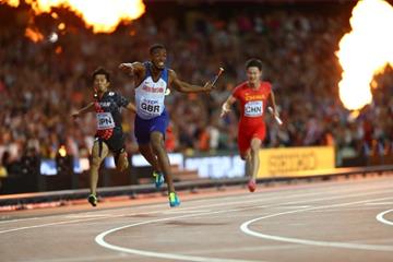 Nethaneel Mitchell-Blake anchors Britain to gold in the 4x100m at the IAAF World Championships London 2017 (Getty Images)