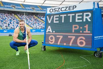 Johannes Vetter with his German record figures in Silesia (AFP / Getty Images)