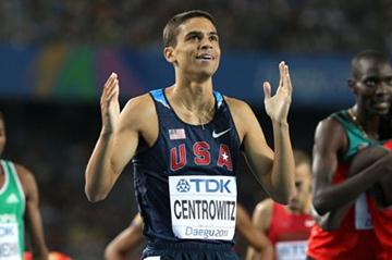 Matthew Centrowitz of the USA celebrates his bronze medal in the men's 1500 metres final (Getty Images)
