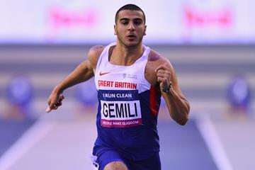 Adam Gemili in the 60m at the Glasgow Indoor Grand Prix (Getty Images)