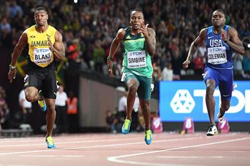 Yohan Blake, Akani Simbine and Christian Coleman in the 100m at the IAAF World Championships (AFP / Getty Images)