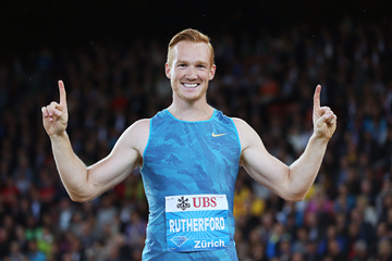 Greg Rutherford after winning the long jump at the IAAF Diamond League meeting in Zurich (Jean-Pierre Durand)