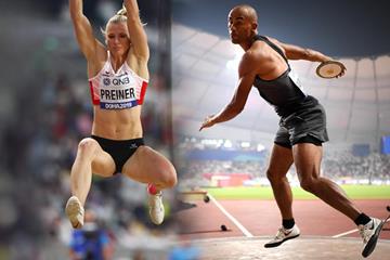 Austrian heptathlete Verena Preiner and Canadian decathlete Damian Warner at the IAAF World Athletics Championships Doha 2019 (Getty Images)