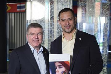 IOC President Thomas Bach with Koji Murofushi (IOC)
