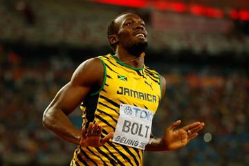 Usain Bolt after winning the 200m at the IAAF World Championships, Beijing 2015 (Getty Images)
