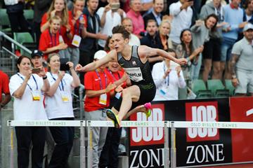 Karsten Warholm en route to his surprise victory at the IAAF Diamond League meeting in Oslo (Mark Shearman)