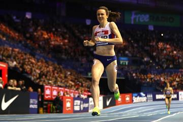 Laura Muir winning the 1000m at the Muller Indoor Grand Prix in Birmingham (Getty Images)
